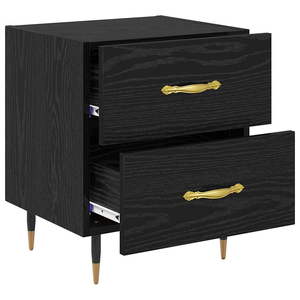 Bedside Cabinet with Drawer 2 pcs Black oak 40 x 35 x 47.5 cm
